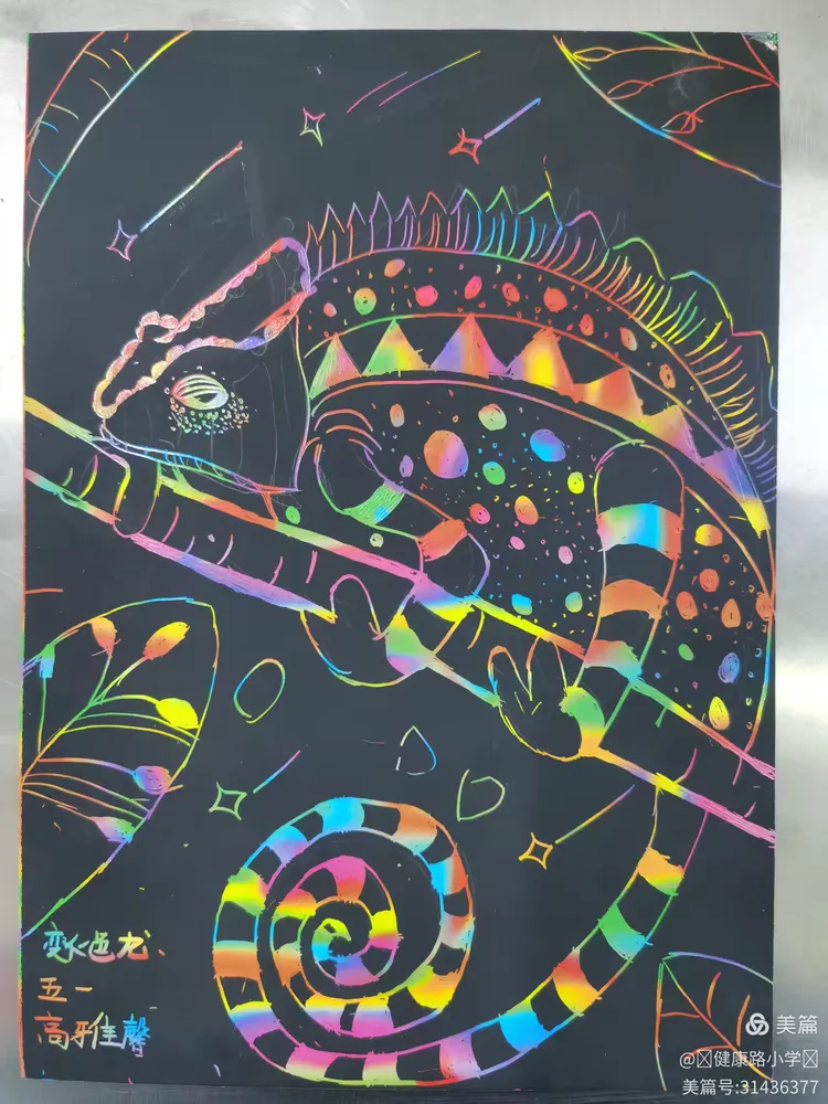 健康路小学五一班《快乐刮画》优秀作品展示